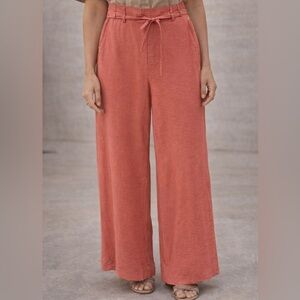 Wide-Leg Drawstring Pants in Terracotta